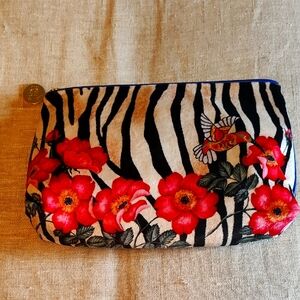 Floral Zebra Print MAKEUP POUCH (NWOT)